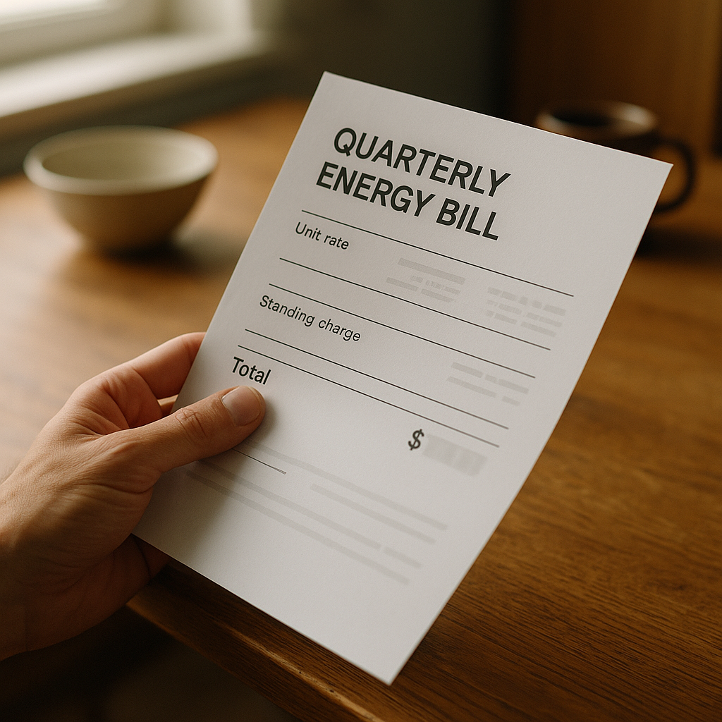 Household energy bill close-up showing unit rates affected by the Ofgem energy price cap 2026